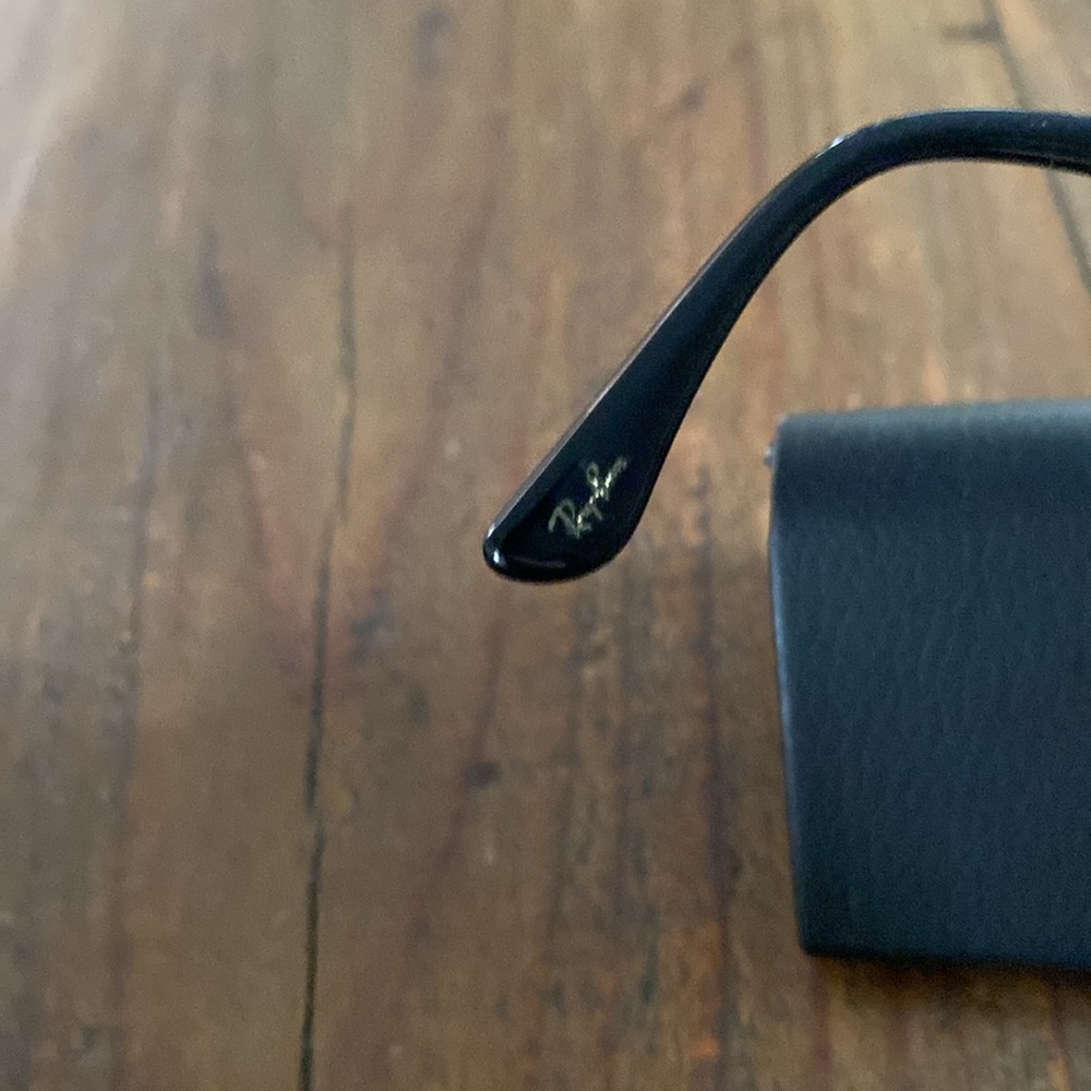 Ray Ban, Shiny (not matte) Black Rectangular Glasses with Case - Picture 4 of 5